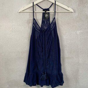 Staccato Boho Style Navy Blue Tank Top, NWT Size Med